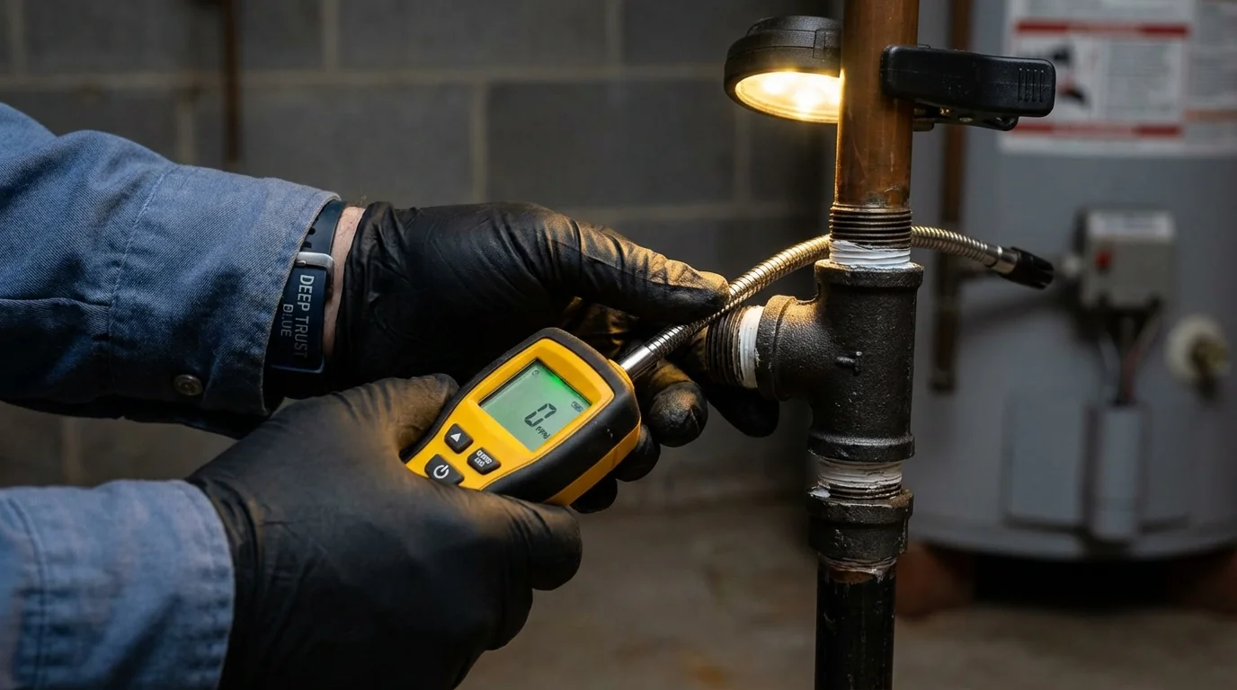Gas leak detection with electronic sniffer by Johns Plumbing LLC in Lake Bluff