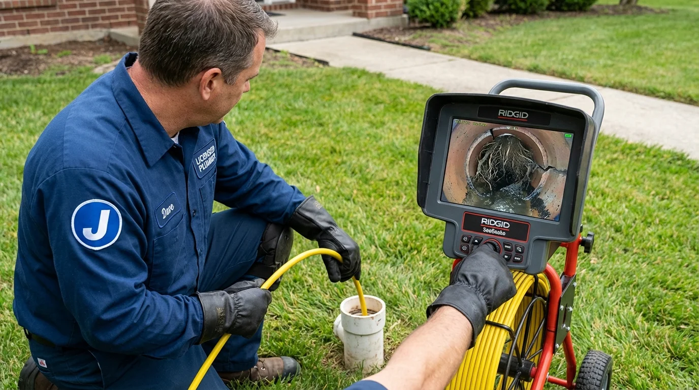 Sewer camera inspection being performed by Johns Plumbing LLC in Lake Bluff